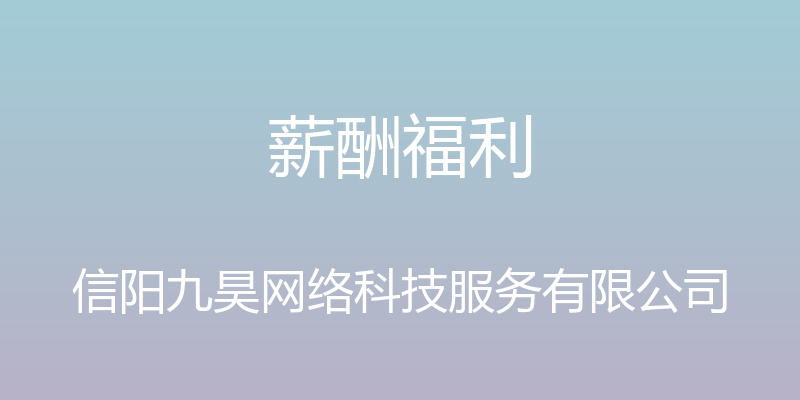 薪酬福利 - 信阳九昊网络科技服务有限公司