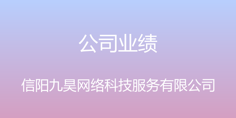 公司业绩 - 信阳九昊网络科技服务有限公司